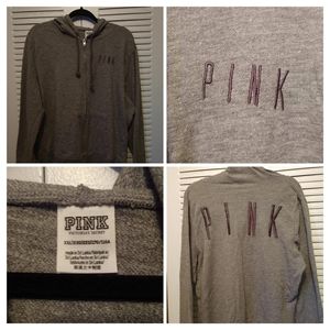 Pink Victoria Secret full zip hoodie sweatshirt Sz XXL.